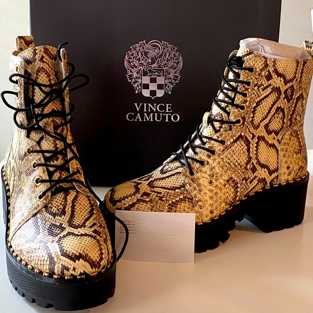 Vince Camuto chunky heel combat boots
